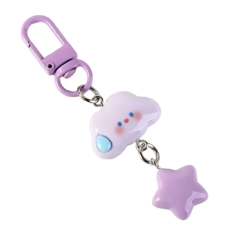 

Resin Colorful Cloud Keychain Korean Style Transparent Cartoon Star Keyring Candy Color Cute Bag Pendant Hanging Accessory
