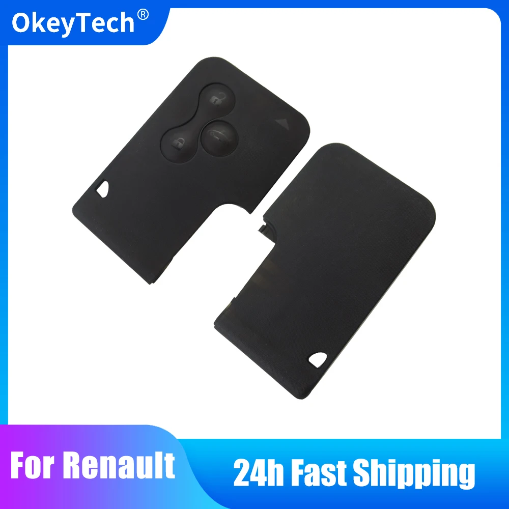 

OkeyTech 3 Button Remote Key Fob Insert Small Blade Replacement Car Key Shell For Renault Clio Megane Grand Scenic Smart Card