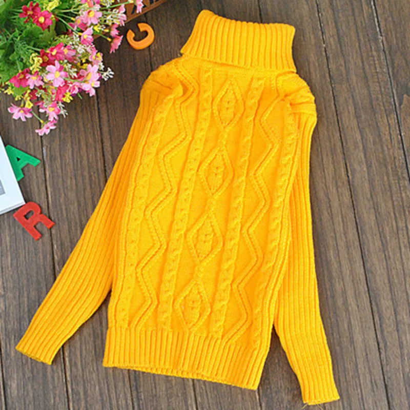 Autumn Winter Boys Clothing Teen Girls Sweater Kids Fashion Turtleneck Sweater Children Pullovers Outwear Knit Boys Clothing