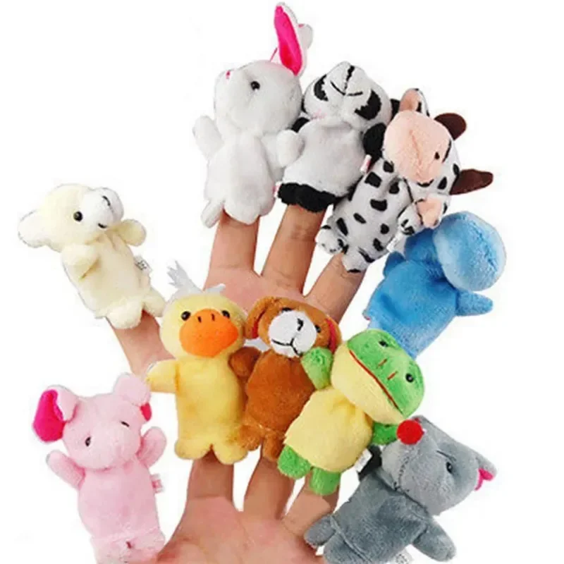 5PCS Cute Baby Toys Cartoon Animal Hand Finger Puppets Pretend Play Plush Dolls Parent-child Game Props Funny Gifts for Children