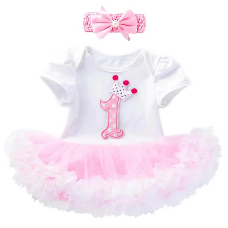 Baby 1st Birthday Outfits for Baby Princess Party Tutu Dress with Crown Headband Half 1 Years Dresses for Toddler Baby Clothes