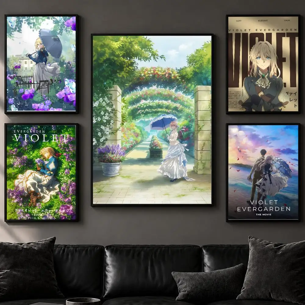 Anime V-Violet EvergardenS Poster Art  Self-Adhesive No Glue Residue Wall Decor for Bedroom Living Room