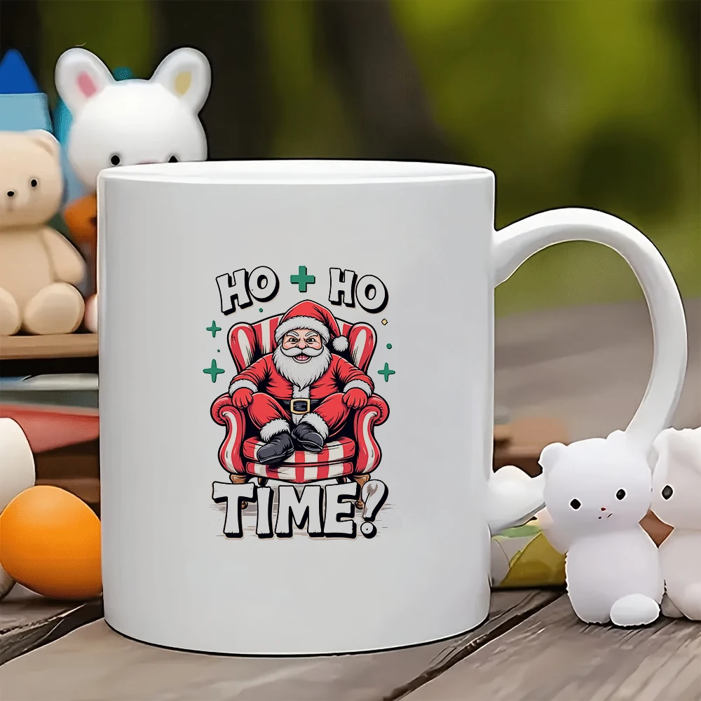 

11oz Cup + Santa Claus Cartoon Illustration + Festive Atmosphere Mug Christmas Gift Kids Water Cup Home Office Coffee Cup