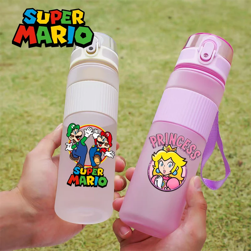 

550ml Super Mario Sports Water Bottle Plastic Portable Unisex Design for Gym Fashion Cartoon Casual Use Durable Container Cups