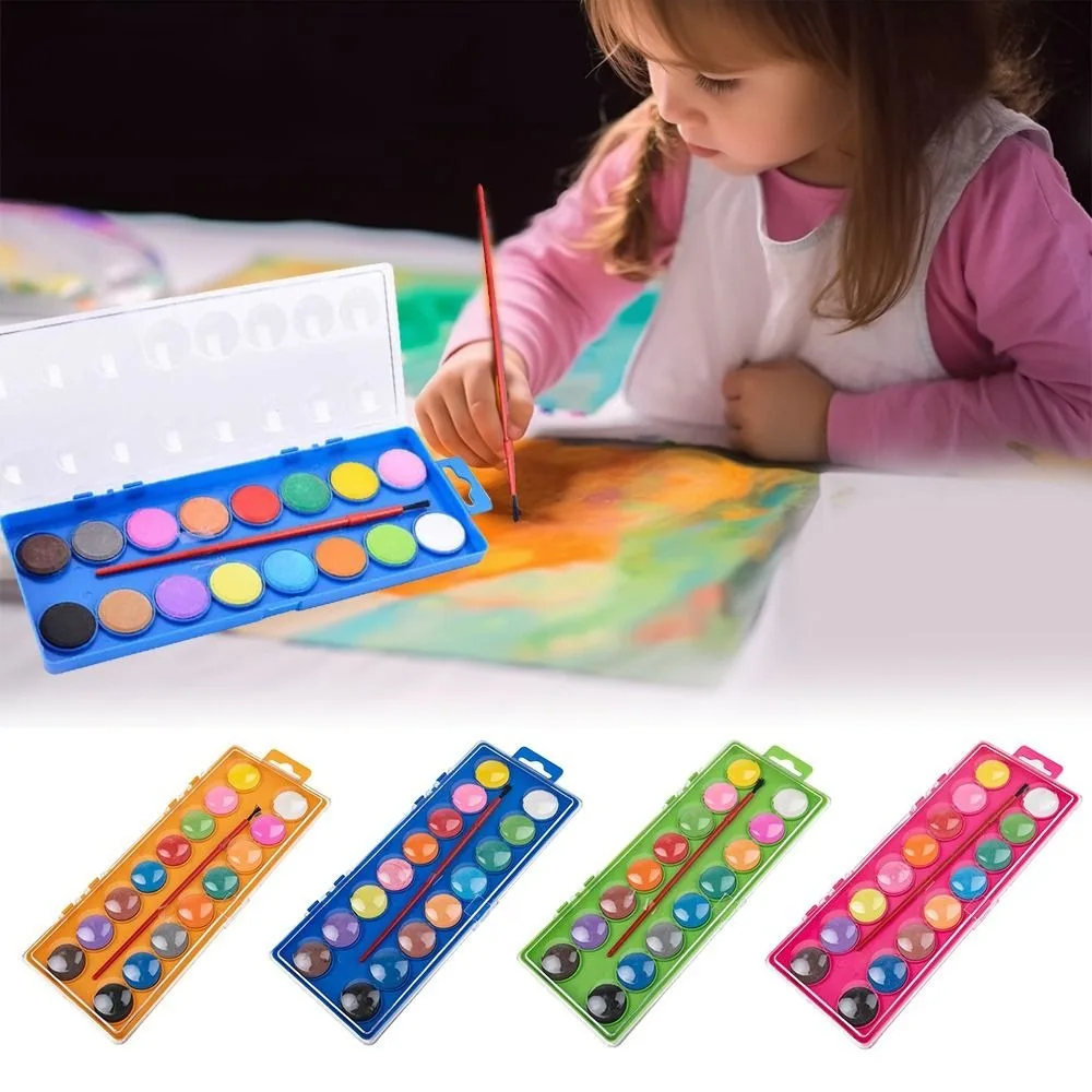 

Washable Watercolor Painting Kiting Kit 16 Colors Portable Watercolor Paint Set With Water Brush Pen Water Color Paints