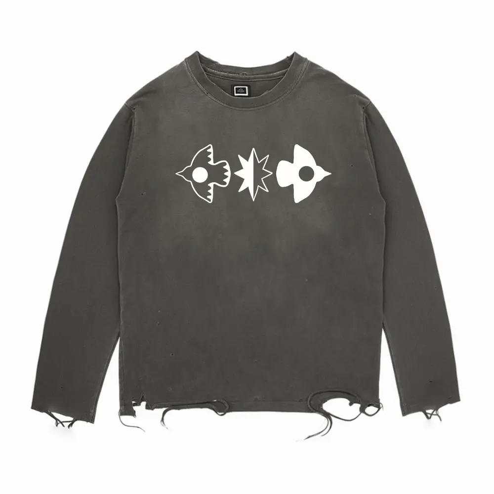 

Retro Long Sleeve T-Shirt Couple Worn-In Style Destruction Vintage Feelings Studio Wang Clothing Accessory Spring 2026