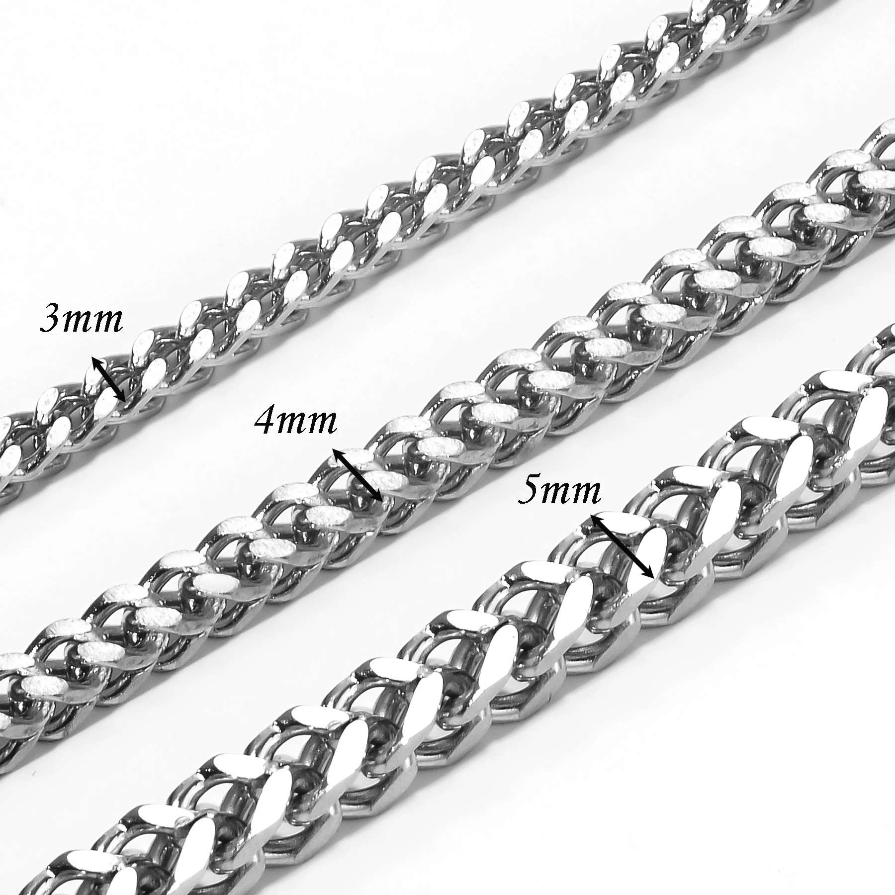 1 Stück Größe 3mm-5mm Gold/Silberfarben 316L Edelstahl Franco Fox Tail Kette Halskette Damen Herren Schmuck Geschenk Dropshipping – Detail 1