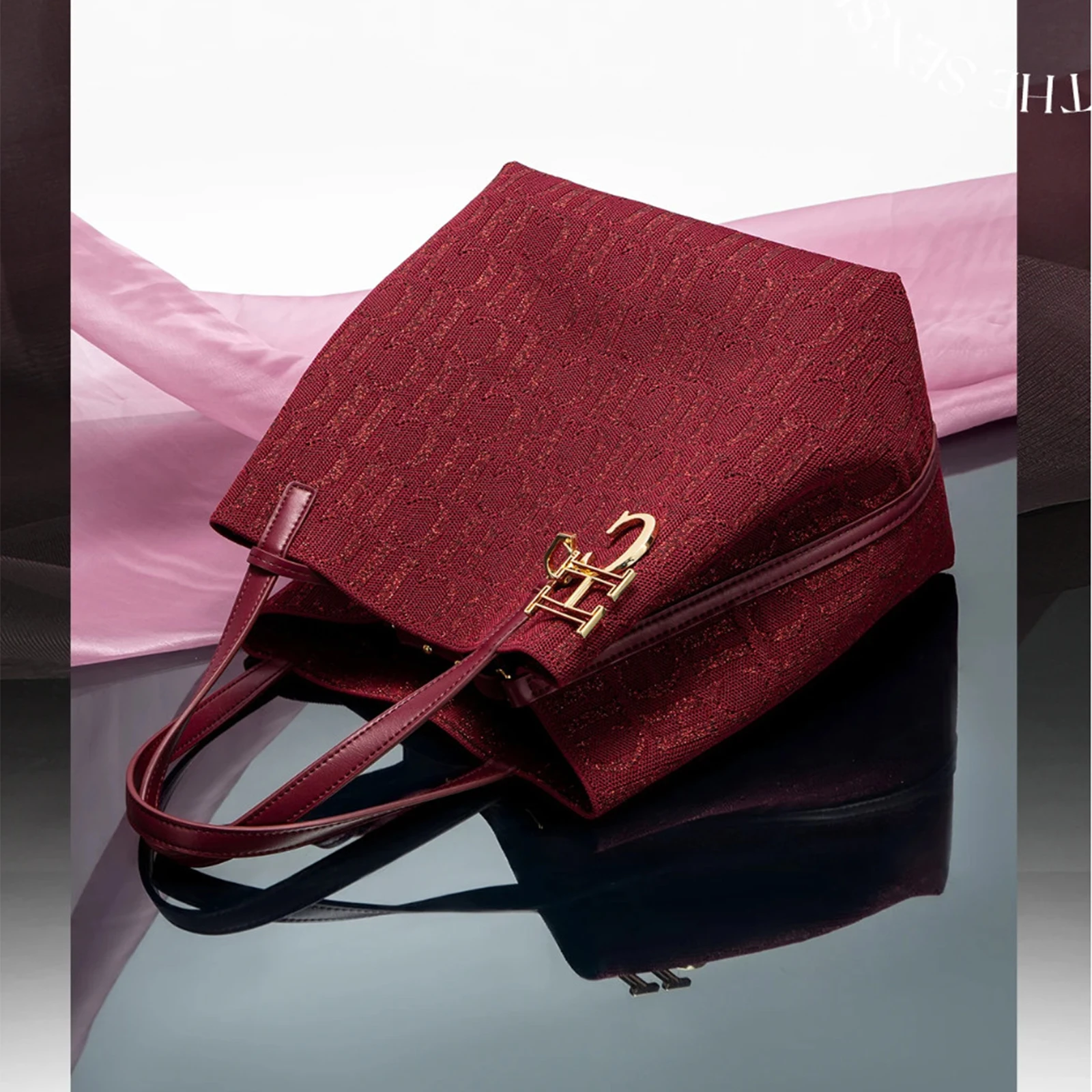 Bolso de Mano de Gran Capacidad para Mujer, Tejido, con Estampado de Letras, Ideal para Viajes y Compras