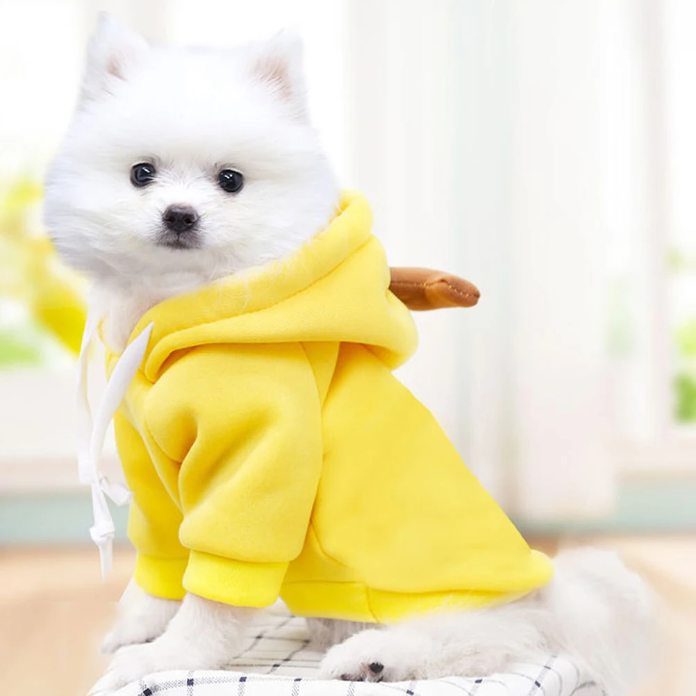 

Banana Sweatshirt Warm Puppy Costume Decor Outfit Polyester Autumn Winter Hoodie Sweater Bodysuit Dogwear