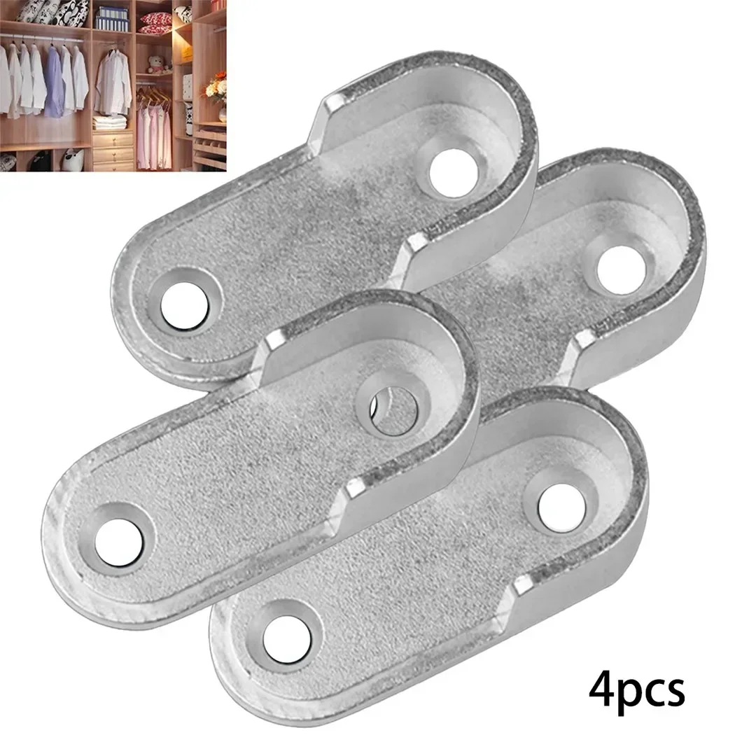 Set Of 4 Stainless Steel Closet Rod Support Brackets Round Tube Wall Or Ceiling Mounted Hangers For Wardrobe Rail Storage