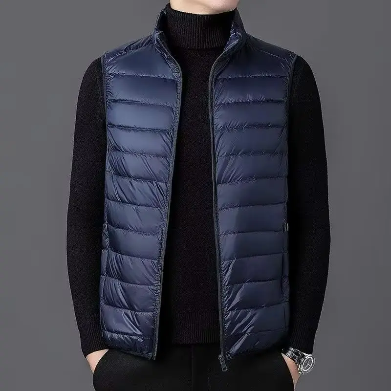 

Mens Vest Jacket Warm Sleeveless Jackets Winter Waterproof Zipper Coat Autumn Stand-up Collar Casual Waistcoat Brand Clothing