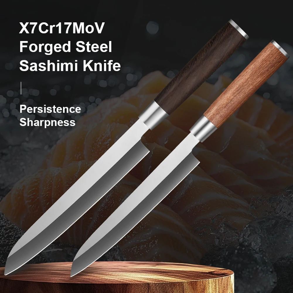 1-2 Cuchillos de Sashimi de 8 Pulgadas, Hoja Japonesa X7Cr17MoV, Cuchillo Afilado para Rebanar Sushi, Cuchillo para Pescado, Cuchillos de Cocina Japoneses