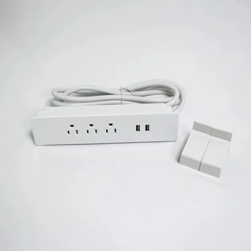 Stopkontak Listrik di Bawah Meja dengan 2 Port USB-A, Strip Daya untuk Meja