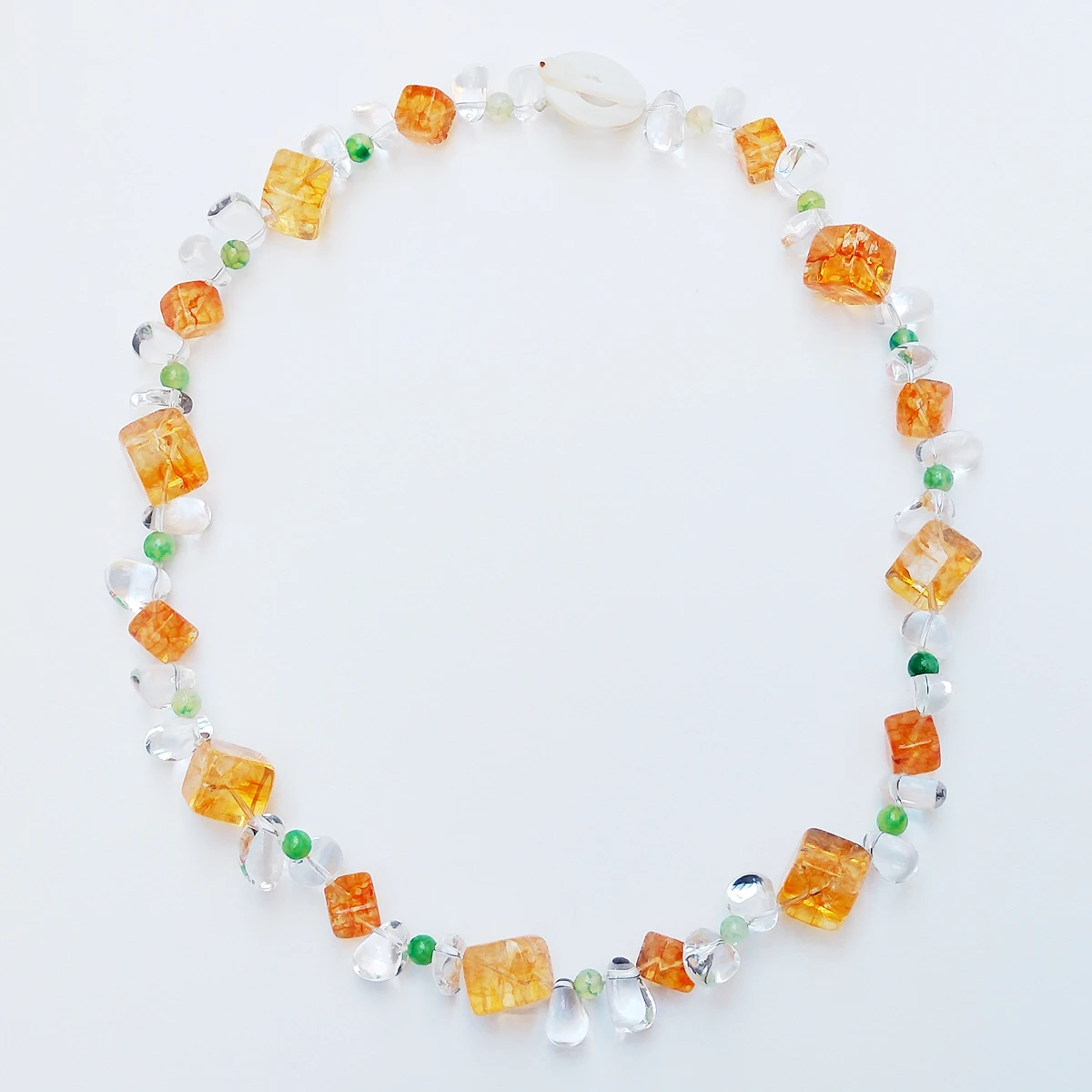 Lii Ji Orange Color Necklace Crystal Quartz Agate Summer Women Necklace 57cm