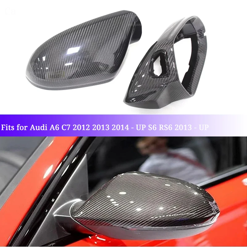 Carbon Fiber Mirror Cover Replacement Rearview Side Mirror Caps Side Caps For Audi A6 C7 2012 2013 2014 -UP S6 RS6 2013-UP