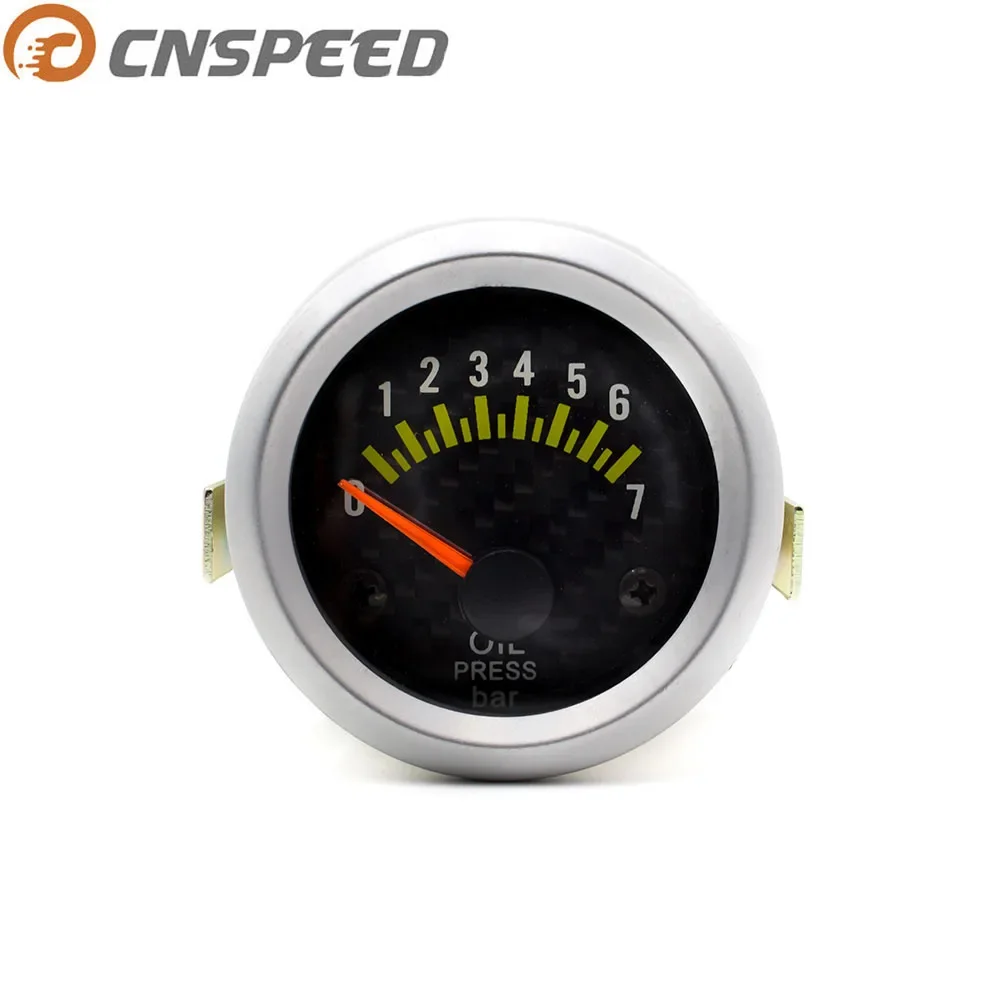 52mm 12V Car Auto Oil Pressure Gauge Meter 0-7Bar With Sensor Carbon Fiber Car Oil Pressure Meter White LED YC100036