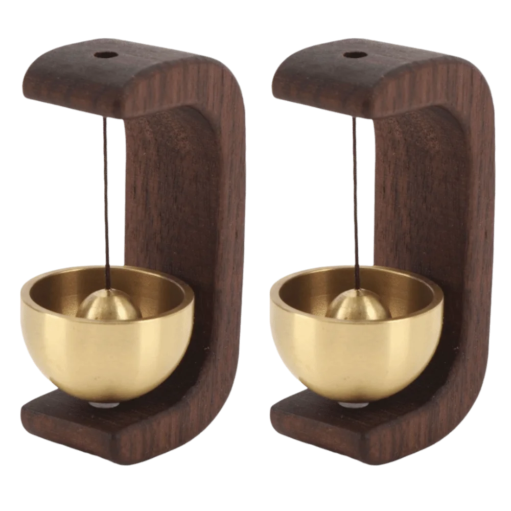 2pcs Decorative Self-Adhesive Wooden Doorbell C-Shape Design Wood Chime Shopkeepers Bell Hanging Door Bell For Home Garden