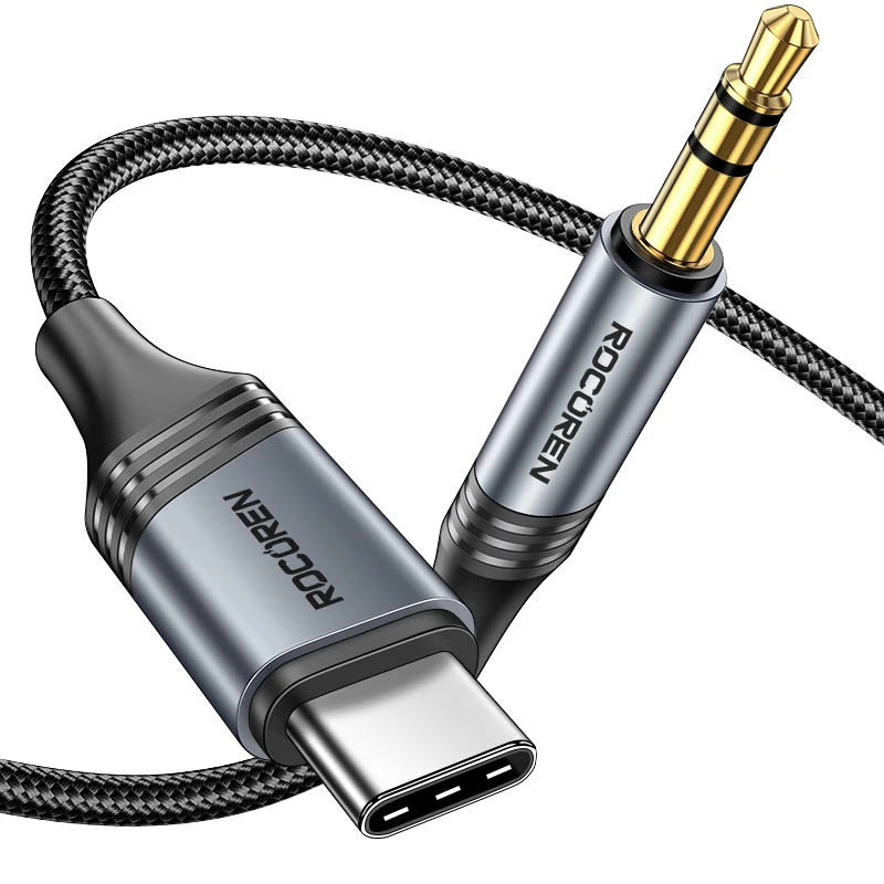Rocoren-Câble audio AUX de type C mâle vers mâle, son Hi-Fi, adaptateur jack 3.5mm pour téléphone, ordinateur portable, tablette, sauna, voiture, 3.5mm