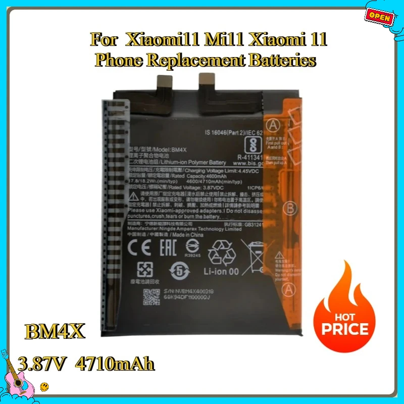 

New BM4X 4710mAh Brand Battery For Xiaomi11 Mi11 Xiaomi 11 Phone Replacement Batteries