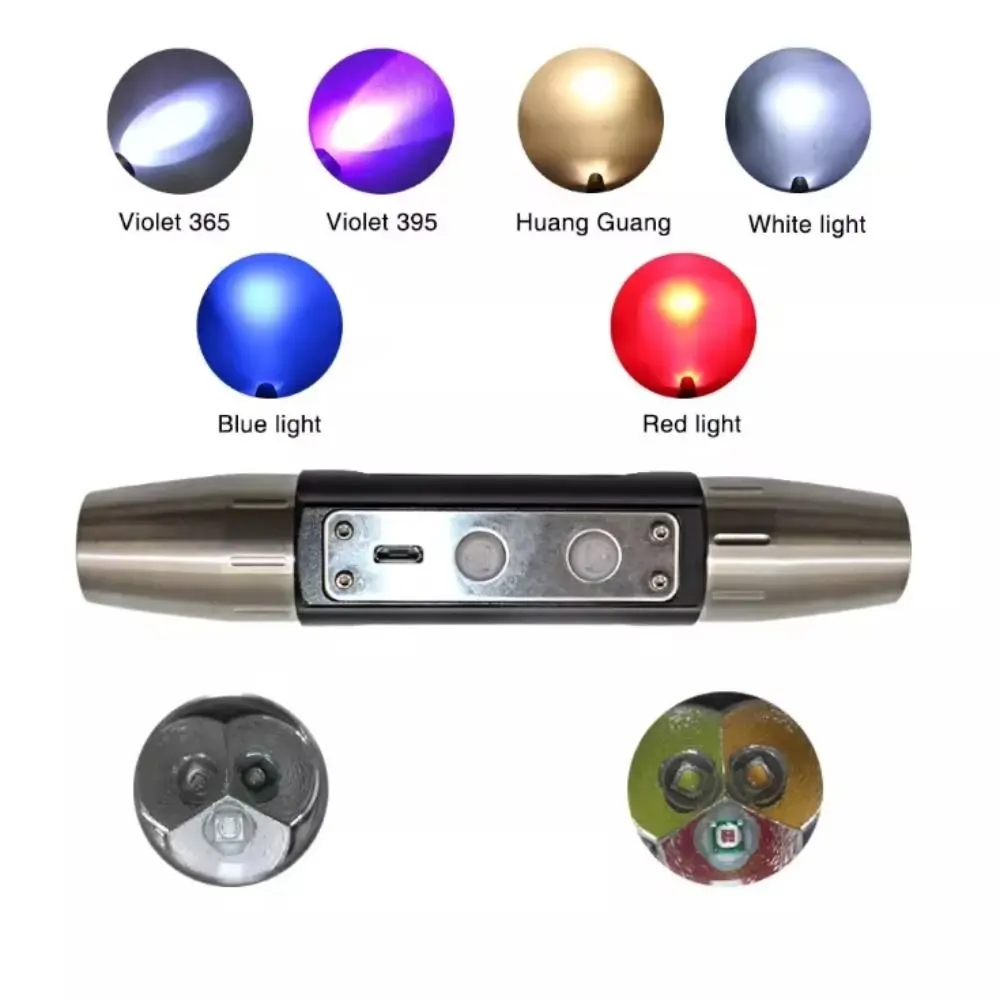 

Portable Jewelry Appraisal Flashlight USB Rechargeable Built-in Battery UV Torch 4/6 Light Sources Four Light Source