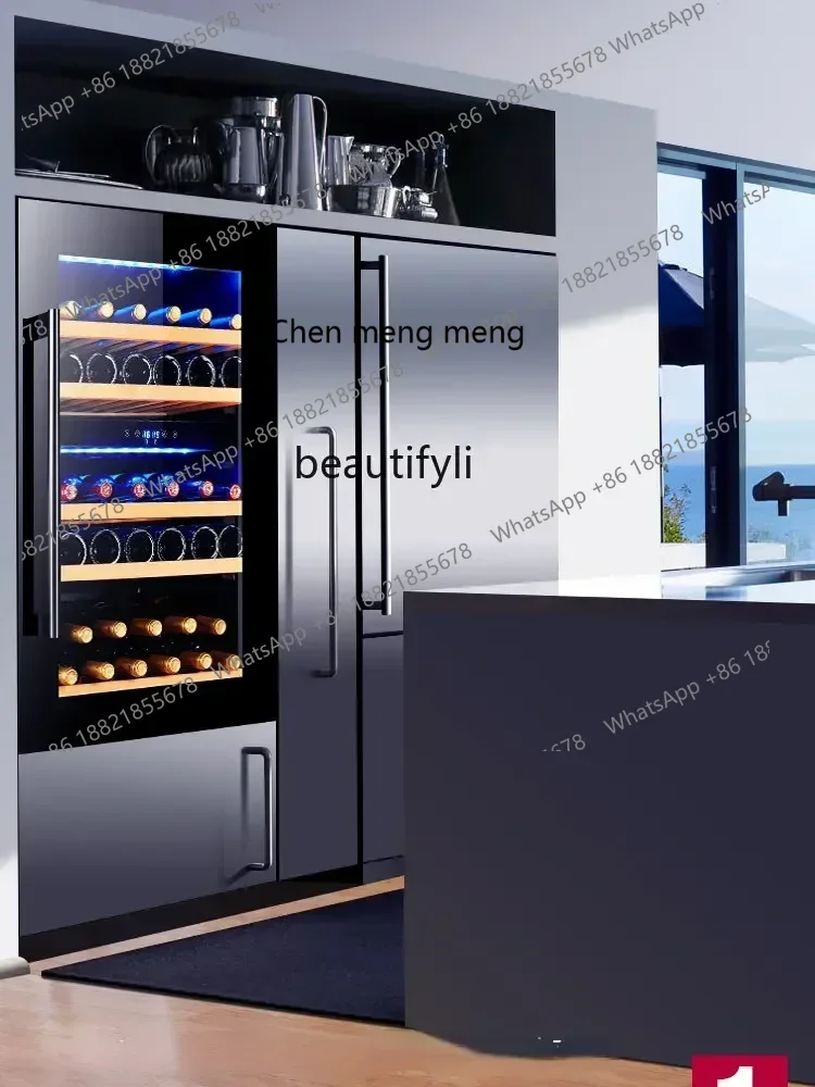 cn8350 ssSeamless Embedded Wine Cabinet Constant Temperature Wine Cooler Embedded Hidden Wine Cabinet Cold Ice Bar Home