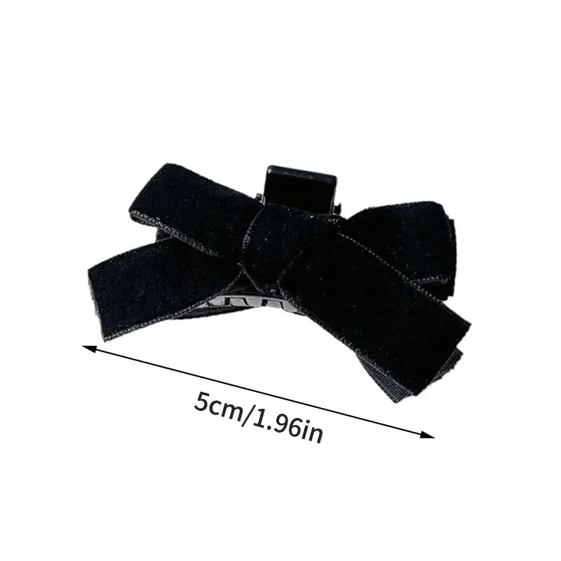 2pcs Black Bow Small Grab Clip Women\'s Autumn And Winter Vintage Velvet Bangle Clip Hair Clip Style Princess Hair Clip Headwear