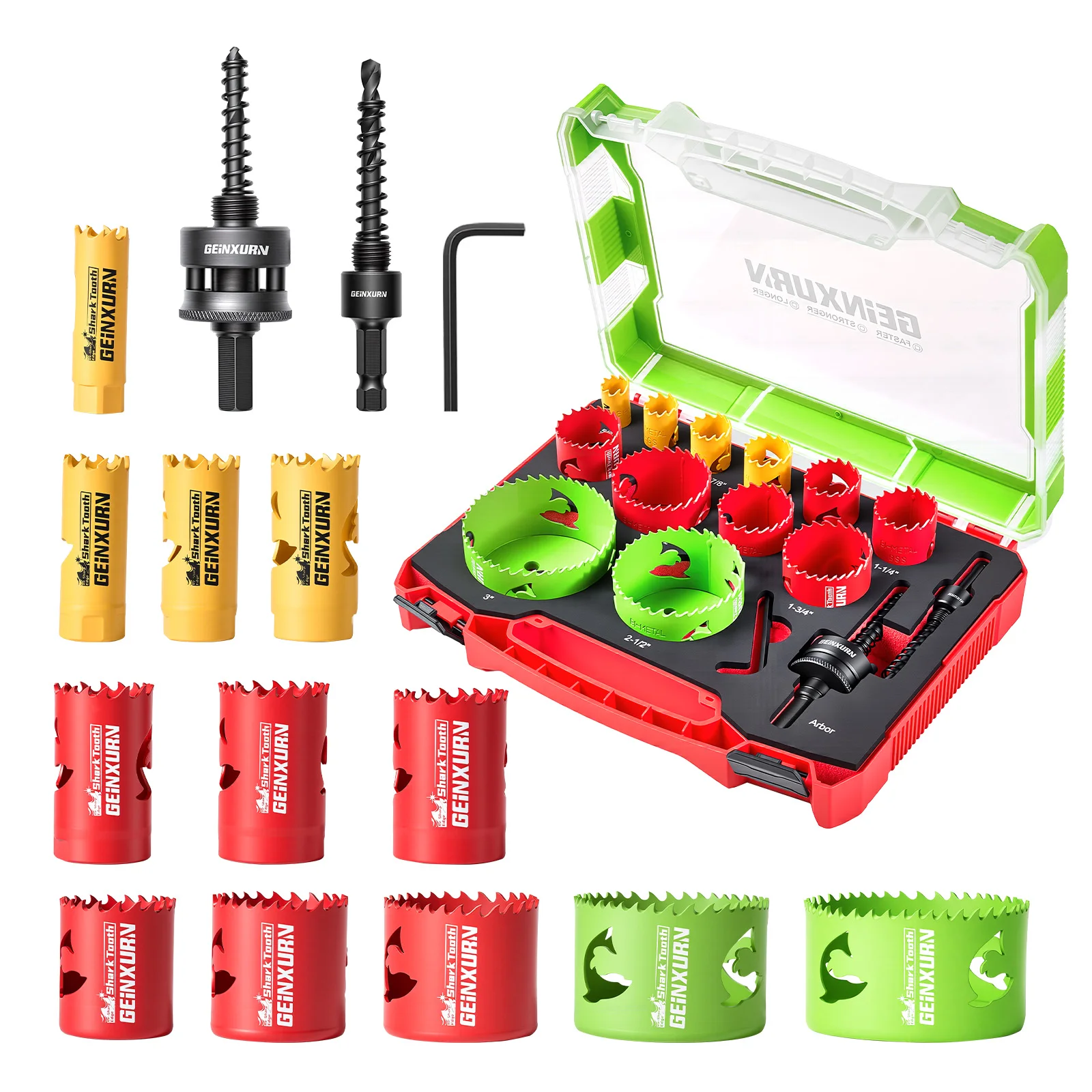 

Geinxurn 12PCS Hole Saw Set, Multi-Size Shark Tooth Blade, High Hardness Blade Rapid Chip Removal Stable Drilling for Wood Metal