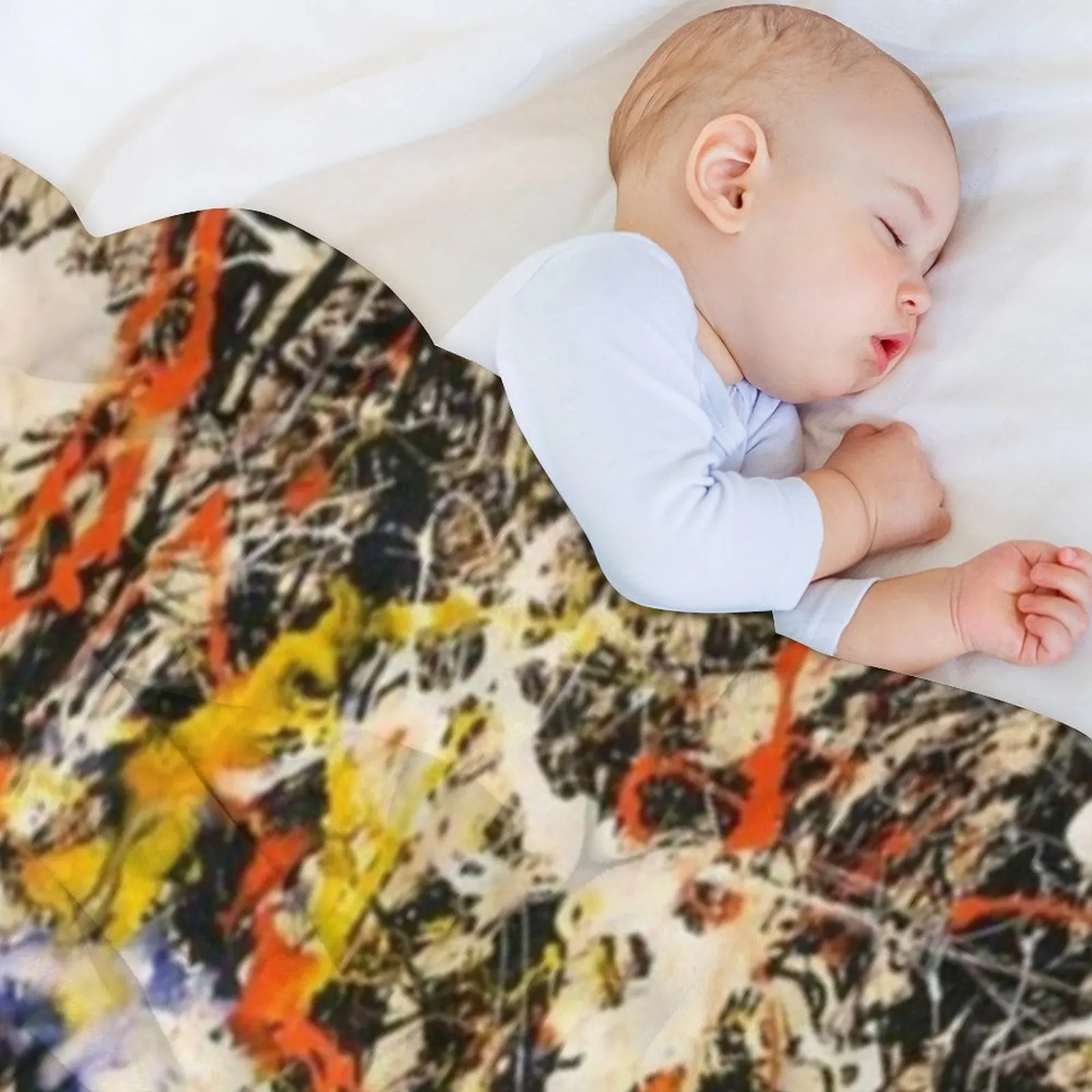 لوحة تجريدية من جاكسون بولوك فن أصلي، عمل فني من تأليف جاكسون بولوك، أحمر، أصفر، أزرق، أسود، بطانية رمي #5