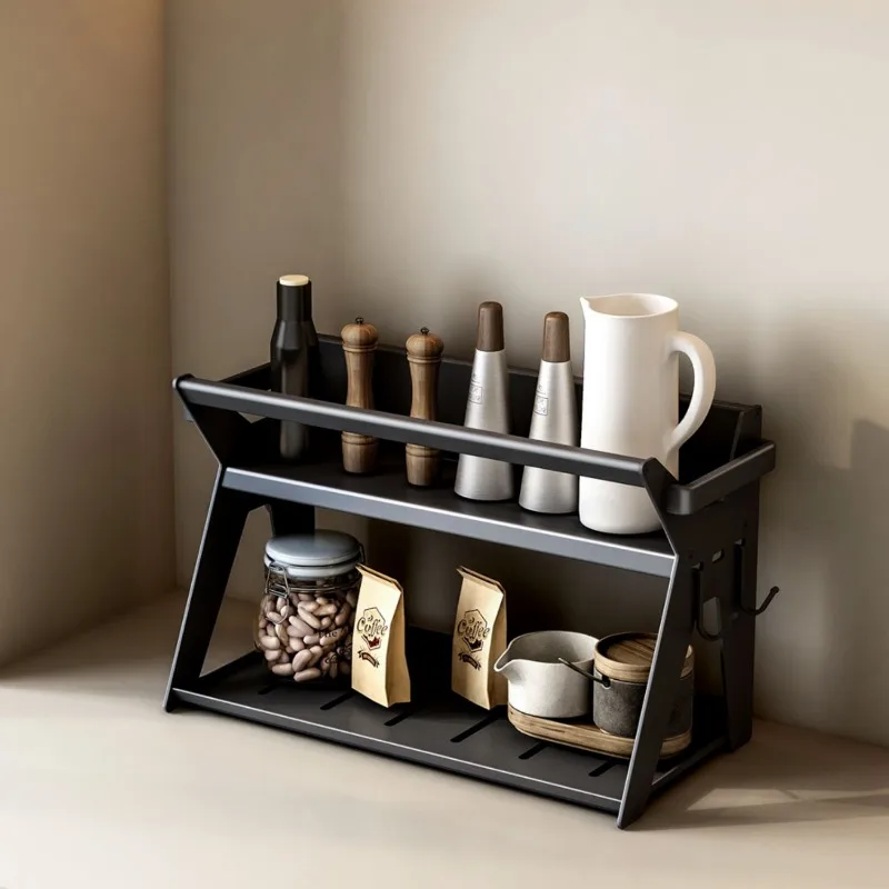 

2-Tier Rustproof Spice Shelf, Multifunctional Aluminum Wall Organizer for Kitchen Countertop Durable Bathroom Storage Rack