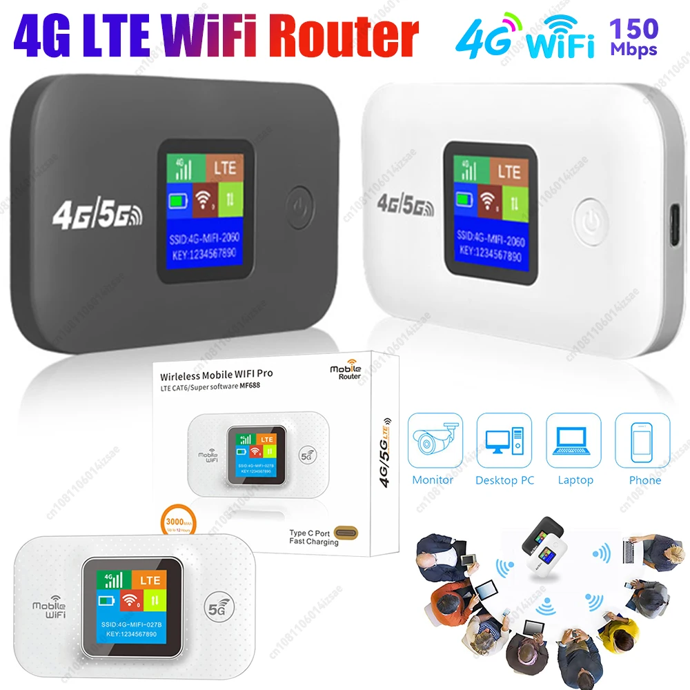 4G Mobile WIFI Router 150Mbps 4G LTE Wireless Router Mini Mobile Hotspot 3000mAh Wireless Portable Router with SIM Card Slot