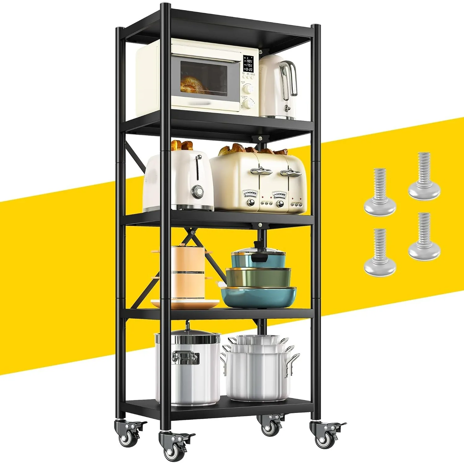 

Adjustable 5 Tier Heavy Duty Metal Shelving for Kitchen Pantry and Laundry, 0.5mm Thickened Pipe Diameter