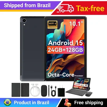 10 Inch Android 15 Tablet 8 Core Tablets 24(4+20)GB+128GB 1TB Expansion WiFi6 5MP+8MP Stylus Keyboard Mouse Headphone PC PAD Set