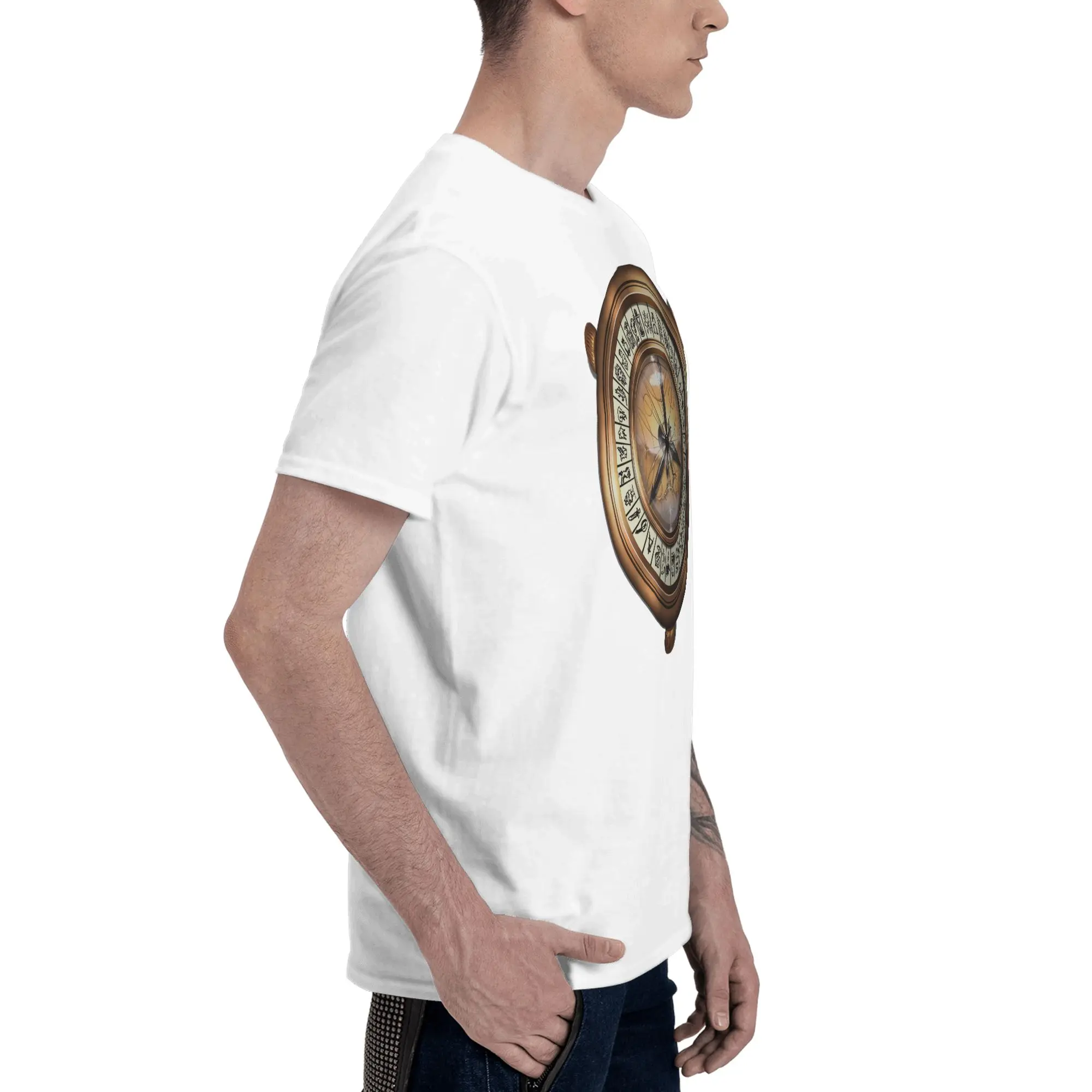 Alethiometer Golden Compass Not Pilling Reversible T-shirt Minimalist Japanese Style Men's T-shirts
