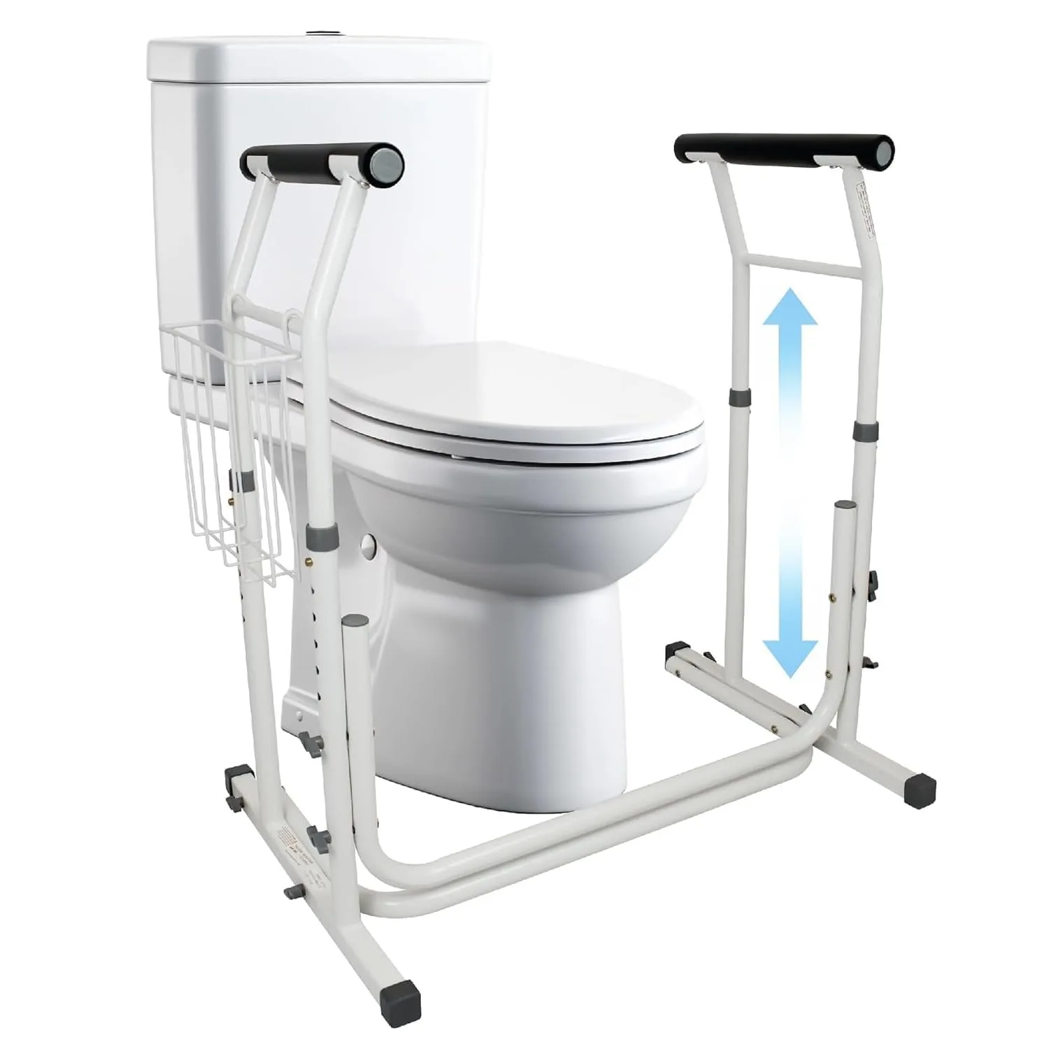 

Adjustable Toilet Safety Frame with Handles for Elderly and Disabled, Non-Slip Grab Bar with Padded Grips and Aluminum Frame