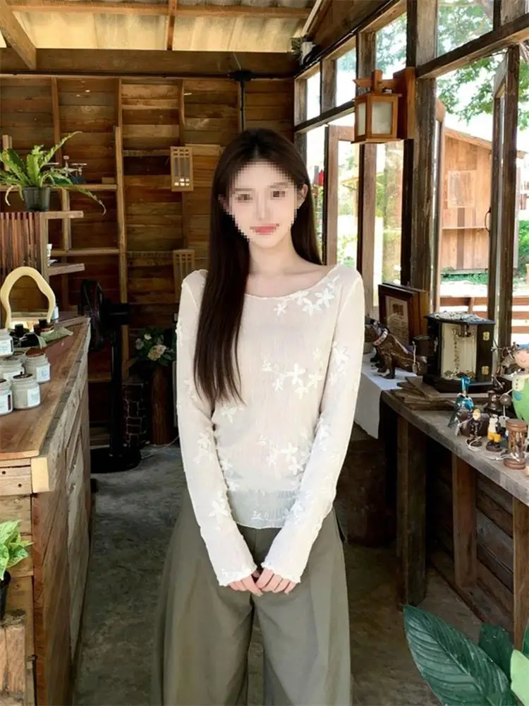 New Anti-Aging Long Sleeve Thin Sun Protection Shirt T-Shirt Women's Fashion Slimming Autumn Top Korean Style Straight Cut