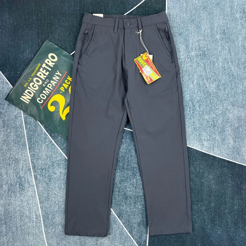 في الهواء الطلق التجفيف السريع السراويل الرجال الخريف مستقيم الساق السراويل الأمريكية الرجعية بلون السراويل بسيطة يندبروف الأزرق الداكن