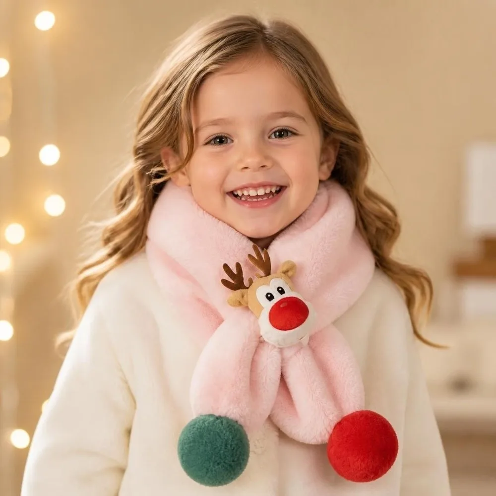 Cartoon Christmas Children Scarf Warm Winter Neck Warmer Cute Windproof Neck Wrap for Boys Girls