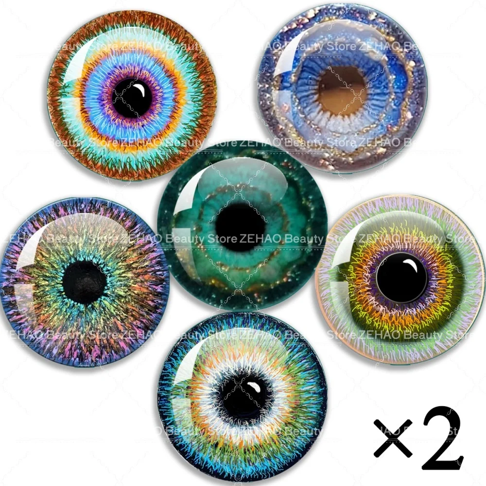 Circular Eyes 10MM-40MM Handmade12pcs Glass Eye Chip Round Cabochon Girl Toy Drop Glue Eye Pupil DIY Blyth BJD Doll Accessory