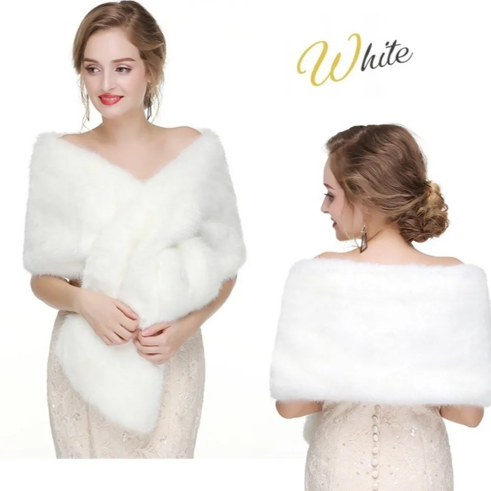 ファッションソリッドカラープラッシュショール韓国スタイル厚手フェイクファースカーフソフトマントネックラップ花嫁ショルダーフェイクカラーデイリー