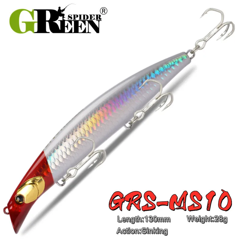 

GREENSPIDER Sinking Minnow Fishing Lure Artificial Hard Crankbaits 130mm 28g Swim Baits Wobblers For Pike Fishing Accessories