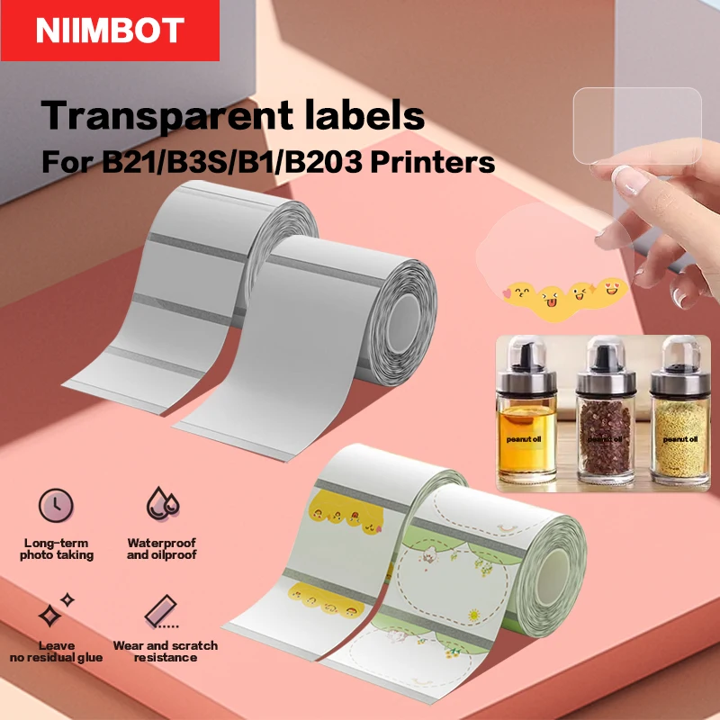 Niimbot B1 B21 B203 Transparent Printing Paper Adhesive Sticker Thermal Barcode Label for Clothing Hangtag Food Samp