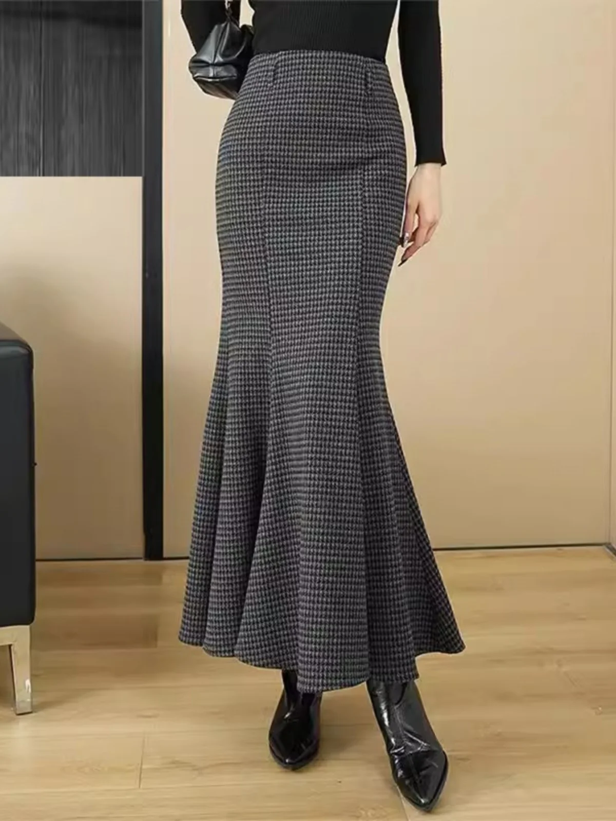 

High Elastici Tailored Fish Tail Skirt Women's Autumn Winter Long Slim Fit Bodycon Half Body Skirt Commute Sle A-Line