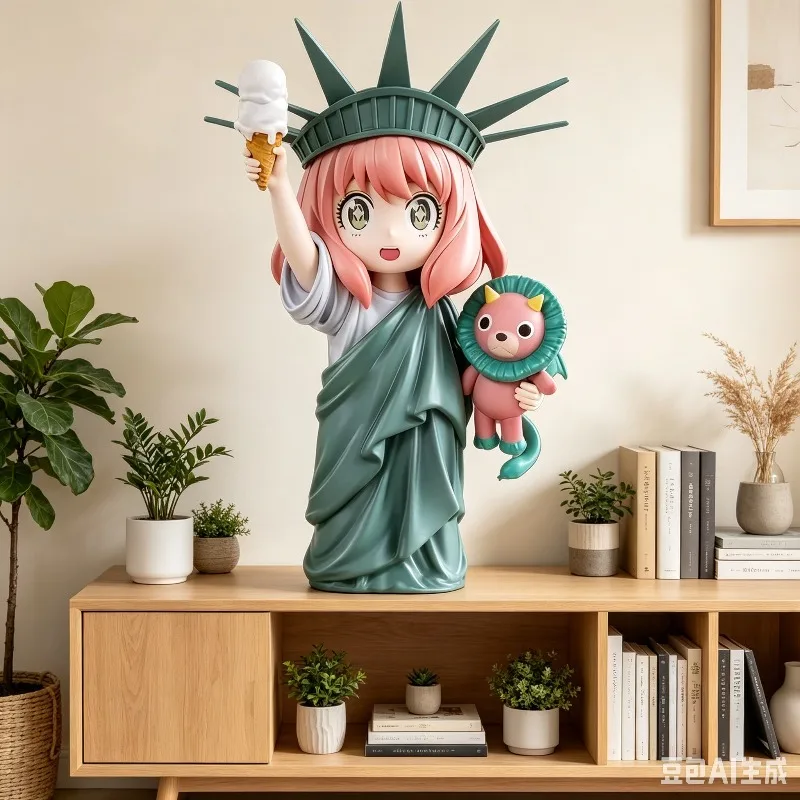 New H Spy×Family Anya Forger Statue Of Liberty Anime Girl Action Figure Model Statue Collection Desktop Decoration Ornament Toys