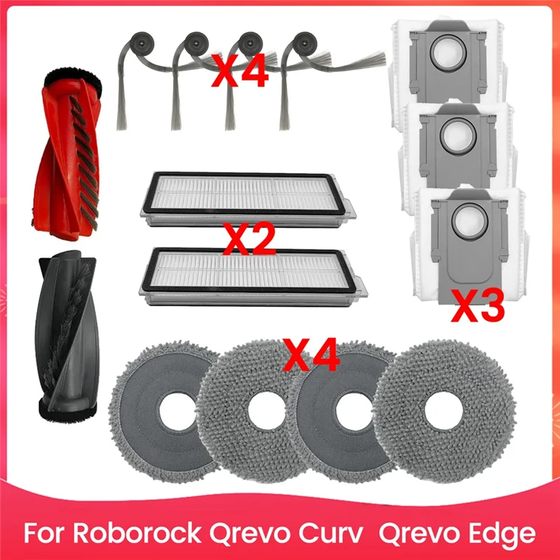 

Y42A-для Roborock Qrevo Curv, Qrevo Edge, аксессуары для роботов-пылесосов, основная боковая щетка, фильтр Hepa, швабра, тканевые мешки для пыли