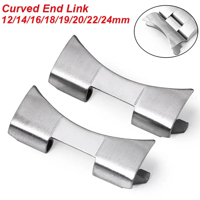 세이코 SKX007 SKX009용 곡선형 엔드 어댑터 롤렉스 팔찌 링크 액세서리용 스테인레스 스틸 스트랩 12/14/16/18/19/20/22/24mm