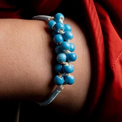 Handmade Ceramic Bead Bracelet Adjustable Woven Jewelry Lightweight Boho Style Multicolor