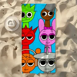Cartoon S-Sprunki Pattern Towel Soft Pool Gift For Travel Gym Shower Camping Quick Dry Sports Large Beach Towel