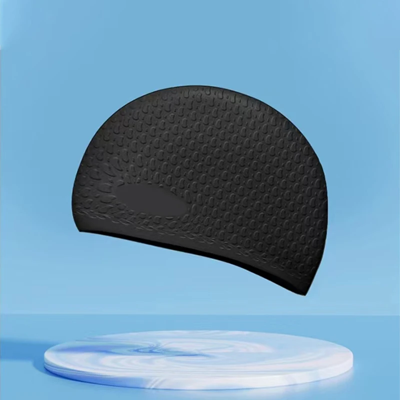 Gorro de silicona impermeable para el cuidado del cabello para adultos, color sólido, cómodo y atmosférico, pelo largo femenino, gorro de natación