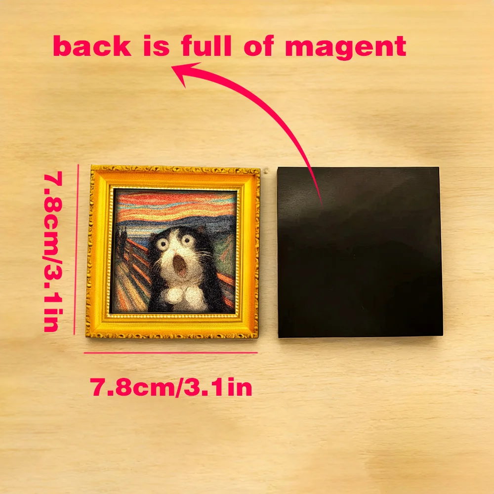 Lustiger schreiender Katzen-Kühlschrankmagnet aus Holz, kreatives Kunst-Deko-Ornament für Zuhause, Büro, Küche, Weihnachtsgeschenk – Detail 3