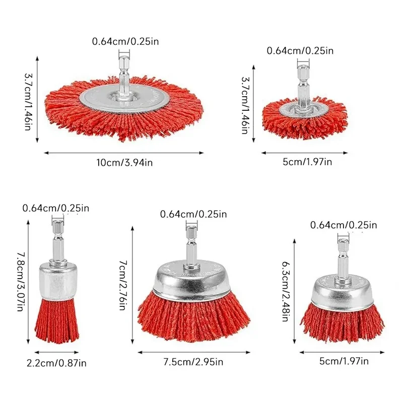 Nylon Filament Abrasive Cup Brush polishing brush set rust removal paint repair DIY Home Craftsmen Power Drill Brush Attachments